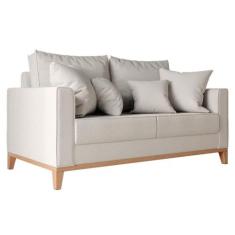 Sofá 2 Lugares Beny Base de Madeira Linho Rústico Cru - Keva