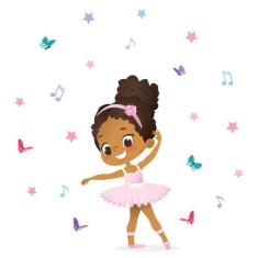 Adesivo de Parede Bailarina Negra Parda para Quarto de Menina - Quarti