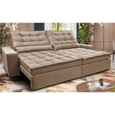 Sofá Retrátil e Reclinável 2,72m Molas Ensacadas Cama inBox Catar. Velusoft