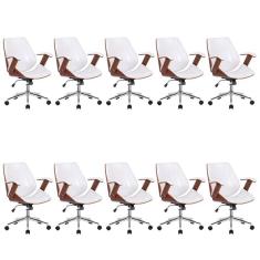 Kit 10 Cadeiras Escritório Diretor Giratória Kopenhagen Branco