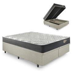 Cama Box Queen Baú Areia com Colchão Adapto Molas ensacadas - Cama inH