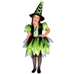 Fantasia de Bruxa Infantil Várias Cores com Chapéu - Sulamericana, G 9