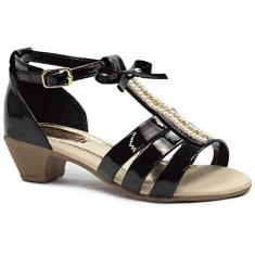 Sandália Infantil Menina Salto Saltinho Boneca 68 (28, Preto)