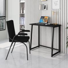 Escrivaninha Mesa Escritório Dobrável Fit 80cm Industrial Yescasa Pret