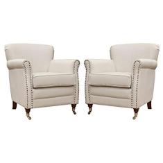 Kit 02 Poltronas Decorativas Sala de Estar Brunei Pés Príncipe Couro Off White - Gran Belo