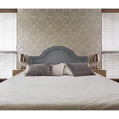 Cabeceira Provence Diamond Suede Liso Cinza Queen 160 X 60