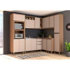 Armário de Cozinha Completa 8 Peças sem Tampo de 120 Vanilla com Connect Lari Luciane Móveis
