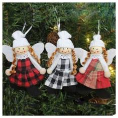 Kit 3 Enfeite Natalino Pendente Para Árvore De Natal Anjo 15cm