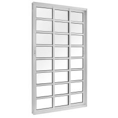 Porta Correr 3 Folhas Móveis Central com Travessa Topsul 210x150cm Esquadrisul Branco