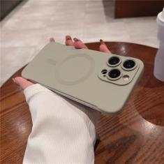 Capa sem moldura ultrafina para iphone 15 pro max 14 plus 13 12 proteção de filme de lente de carregamento sem fio capa dura para pc, cinza, para iphone 13 pro