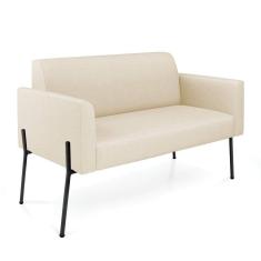 Sofá Namoradeira 2 Lugares Pé de Ferro Preto Marisa Linho Bege D03 - D`Rossi