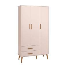 Guarda Roupa de Bebê 3 Portas 2 Gavetas Isis Móveis Reller Rosa