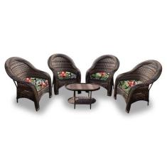 Conjunto de Poltronas Fibra Sintética Karibe - 4 Poltronas + 1 Mesa Ce