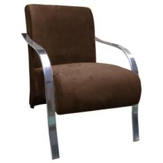 Poltrona Venus 1 Lugar Braço Aluminio - D Salla, Marrom