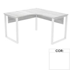 Mesa de Escritório em L Pé Tubular PE25 em MDP 125 x 125 x 60 cm Branc
