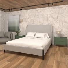 Cama com Cabeceira Queen Sob Medida e 2 Mesas 100% MDF - Casa Lar Dorm