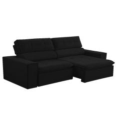 Sofá Retratil Reclinável 2Lugares 1,6m Veludo Preto Megasul - FERGUILE