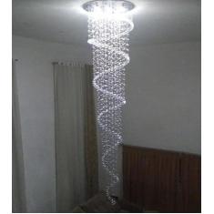 Lustre De Cristal Legítimo Espiral Com 3,20 Metros De Altura, Base De 