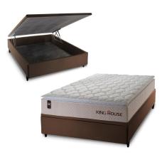 Conjunto Box Baú Marrom Roma Bege 138x188x78 c/ Molas Ensacadas