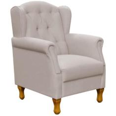 Poltrona Decorativa Para Sala de Estar Yara P02 Linho Bege - Lyam Deco