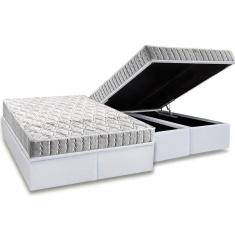 Cama Box Baú Queen: Colchão Espuma Anjos D33 Orthosono + Base Crc Courano White(158X198)