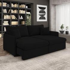 Sofá Retrátil Reclinável 3 Lugares 194cm Maili Veludo Preto K01 - D'Ro