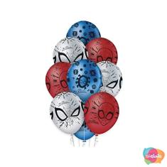 BALAO LATEX PREMIUM SPIDER MAN ANIMACAO 12 pol 10 un.