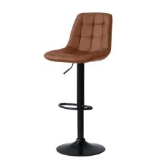 Banqueta Alta Elegance Estofada Com Base Giratória E Regulagem De Altura - Marrom