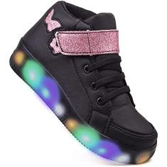 Tenis Infantil Feminino De Led Botinha Borboleta Glitter