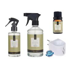 Kit Presente Via Aroma Casa Perfumada - Água Perfumada - Home Spray - Difusor Elétrico e Essência