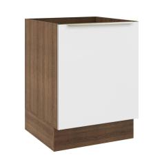 Balcão Madesa Lux 60 cm 1 Porta (Sem Tampo) - Rustic/Branco Veludo