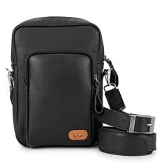 Bolsa Masculina Shoulder Bag Couro Legítimo Tiracolo Pequena (Preto)
