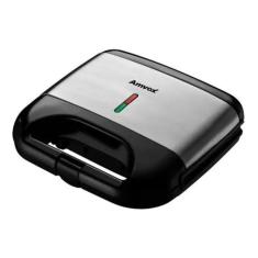 Sanduicheira E Grill Elétrica Amvox Ams500 New Antiaderente Preta 750W