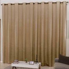 Cortina para Sala e Quarto 4,00m Larg. x 2,70m Altura Tecido Cetim Amassadinho - Avelã