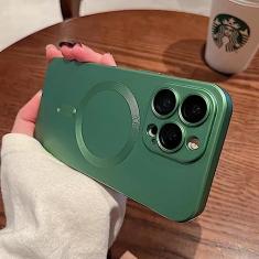 Capas magnéticas de telefone de carga sem fio para iPhone 15 14 13 12 11 Pro Max Plus Case Acessórios de capa de proteção de câmera, verde, para iPhone 15 Plus