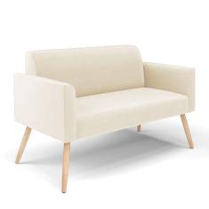 Sofá Namoradeira Pés Palito Natural Marisa Veludo D03 - D\`rossi Cor Bege