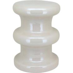 Banqueta Banco Decorativo Jardim Gardem Cerâmica 45x33x33cm Creme