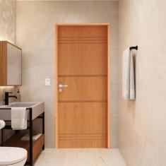 Porta Lisa Padrão Imbuia Belíssima 7 Batente Ecológico 09 Fechadura Stilo Wc 72 X 2,10 D Natural