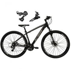 Bicicleta Aro 29 Ksw Xlt Alumínio 24v Câmbios Shimano Garfo Suspensão - Preto/prata Tam.15