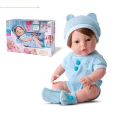 Boneco reborn menino bebe real com cabelo fecha os olhos moveis boneca