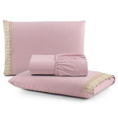 Jogo de Lençol Gippir King Percal 200 Fios 3 Peças - Santos e Luan, Ro