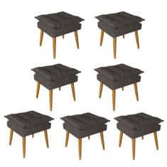 Kit 07 Puff Puf Banqueta Opala Para Quarto Sala Recepção Suede Marrom 