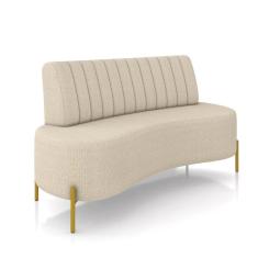 Sofá 2 Lugares Living 160cm Pé Ferro Dourado Maraú Bouclê Creme K01 - D\'rossi