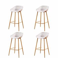 Kit 4 Banquetas Altas Clarice Sidera Rivatti Polipropileno Nude Base M