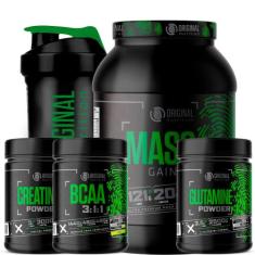 Kit Suplemento Hipercalórico Mass Gainer 1800g + Bcaa 300g + Creatina 