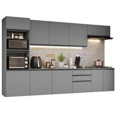 Armário de Cozinha Completa Suspenso 320cm Cinza Nice Madesa 07