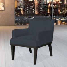 Poltrona Decorativa Para Sala de Estar e Recepção Beatriz Suede Preto 