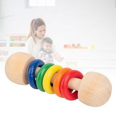 Brinquedo de Aderência para bebê, Design de Anel, Estimulação Audiovisual, Leve, Som Agradável, Acabamento Fino, Brinquedo de Chocalho de bebê de Madeira, Fofo para Educação