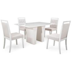 Mesa de Jantar 4 Cadeiras Herval Denver, Off White/Bege, 140x90 cm