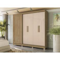 Roupeiro Mdp 5 Portas e 4 Gavetas com Pés Nogueira/macadamia